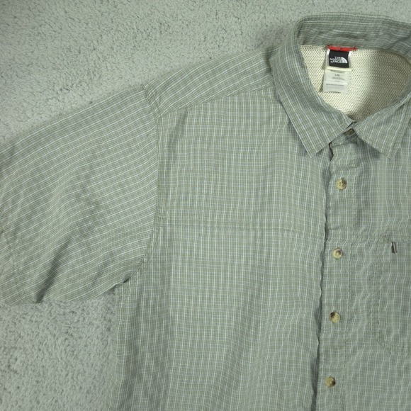 The‎ North Face Mens Large Hiking Style Green Check Short Sleeve Button Shirt - Picture 5 of 15